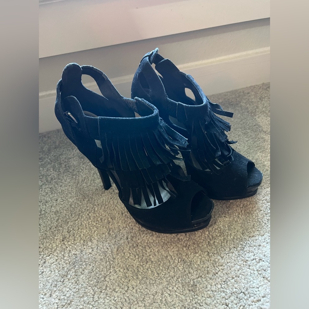 Qupid Platform Peep-Toe Heels - Picture 2 of 9